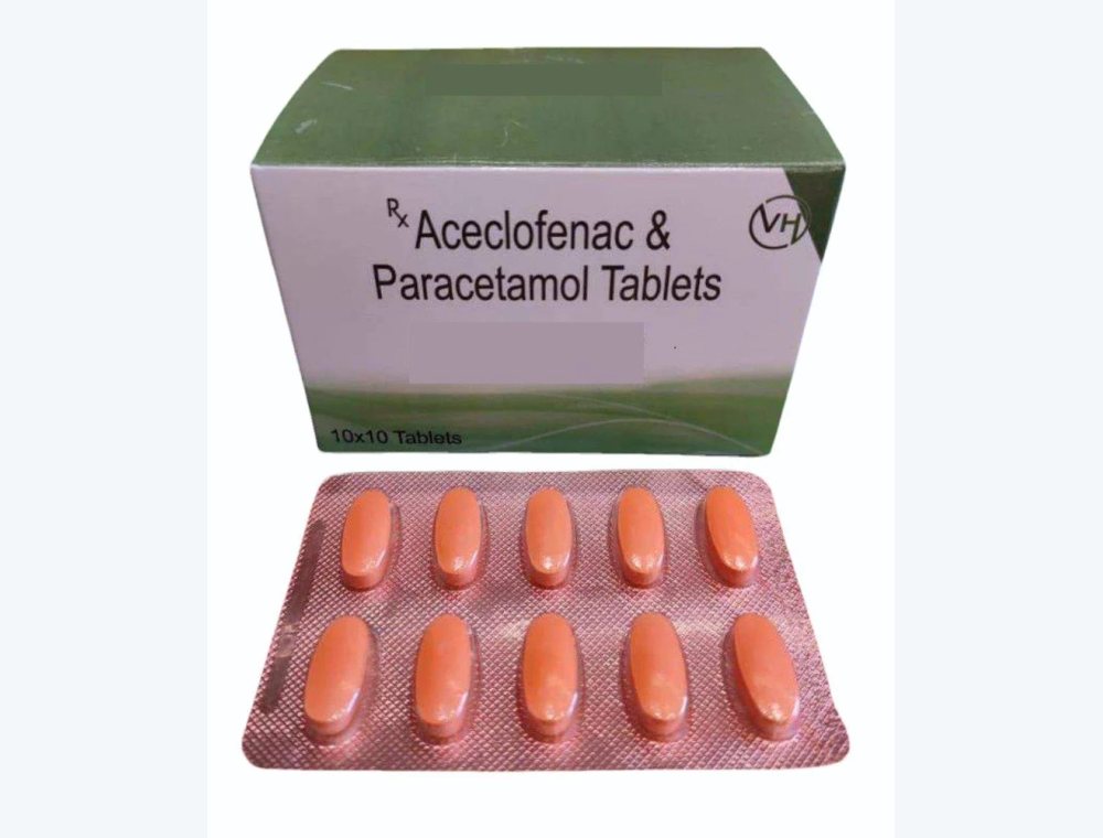 Aceclofenac + Paracetamol 425 mg real medicine product photograph, view 1