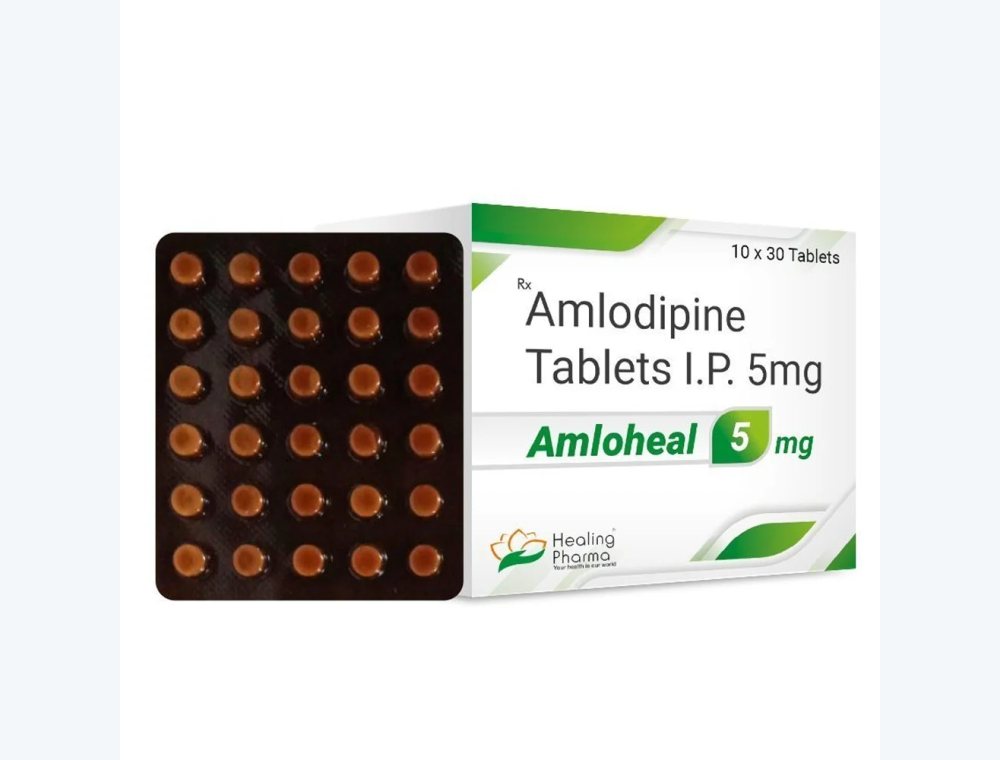 Amlodipine 5 mg real medicine product photograph, view 1