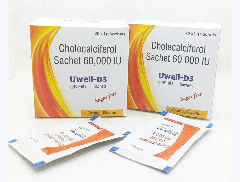 Cholecalciferol 60,000 IU real medicine product photograph, view 1
