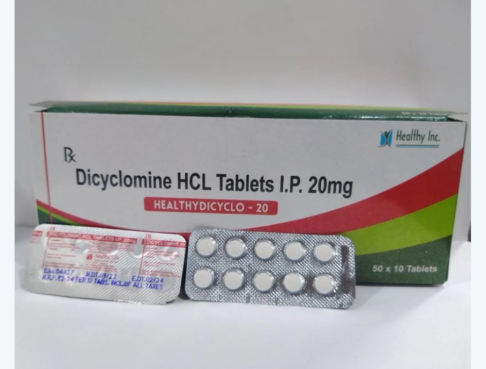 Dicyclomine 20 mg real medicine product photograph, view 1