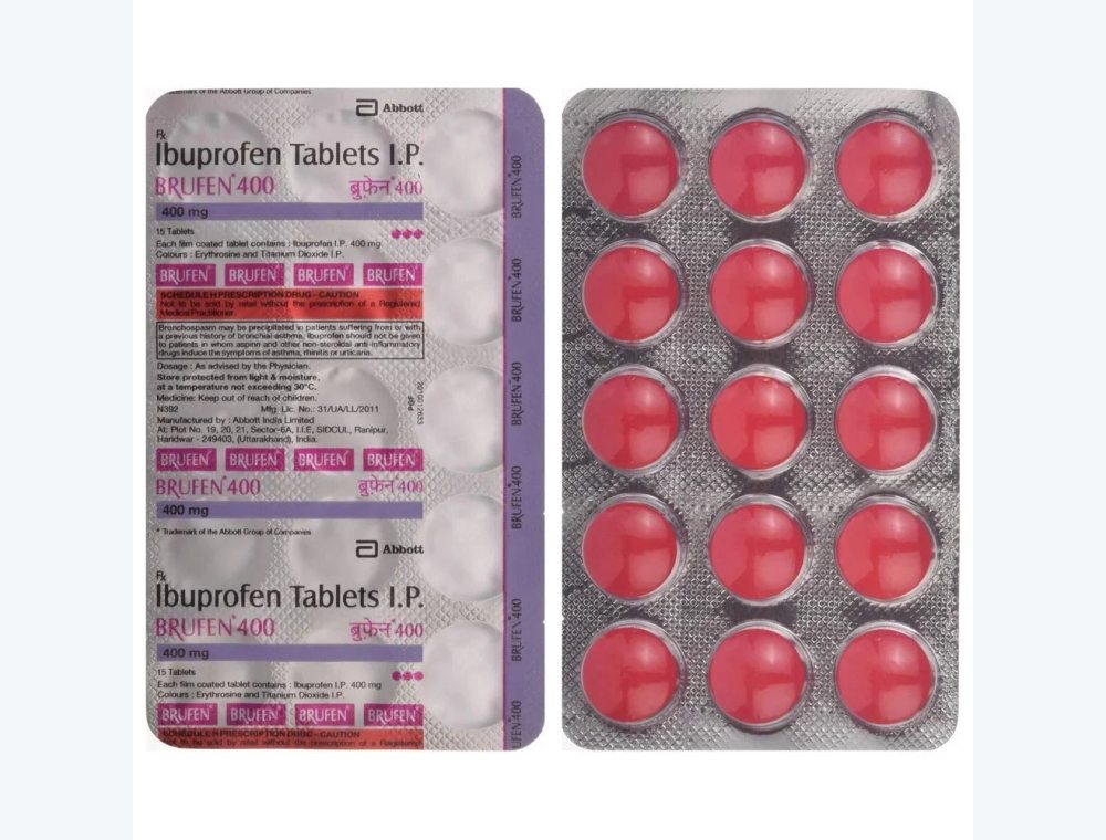 Ibuprofen 400 mg real medicine product photograph, view 1