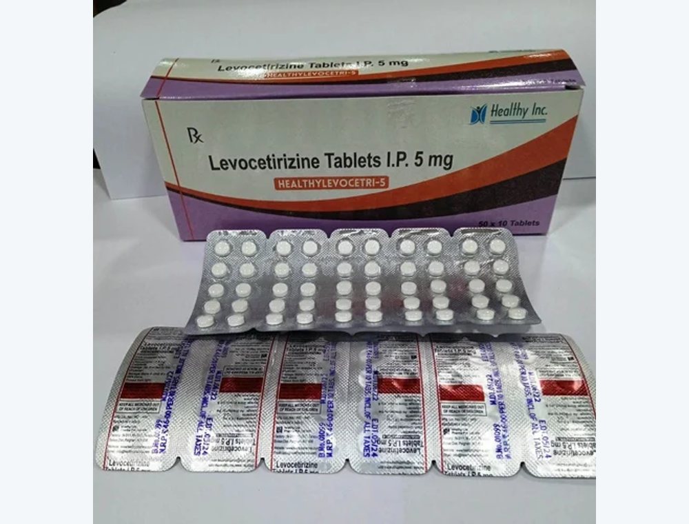 Levocetirizine 5 mg real medicine product photograph, view 1