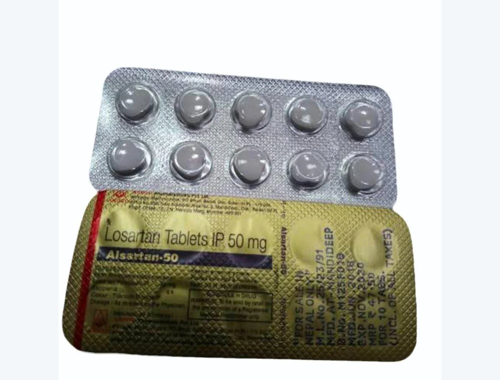 Losartan 50 mg real medicine product photograph, view 1