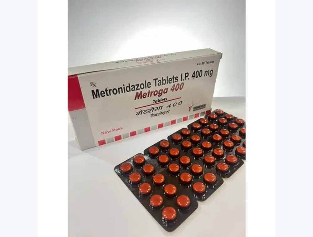 Metronidazole 400 mg real medicine product photograph, view 1