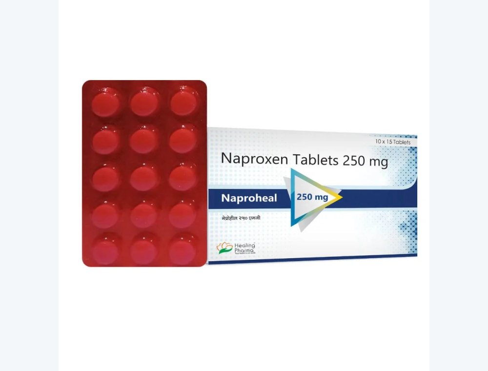 Naproxen 250 mg real medicine product photograph, view 1