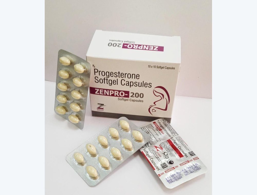 Progesterone 200 mg real medicine product photograph, view 1