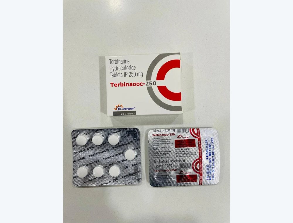 Terbinafine 250 mg real medicine product photograph, view 1