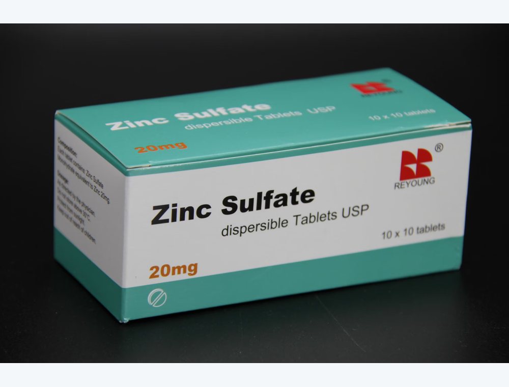 Zinc Sulfate 20 mg real medicine product photograph, view 1